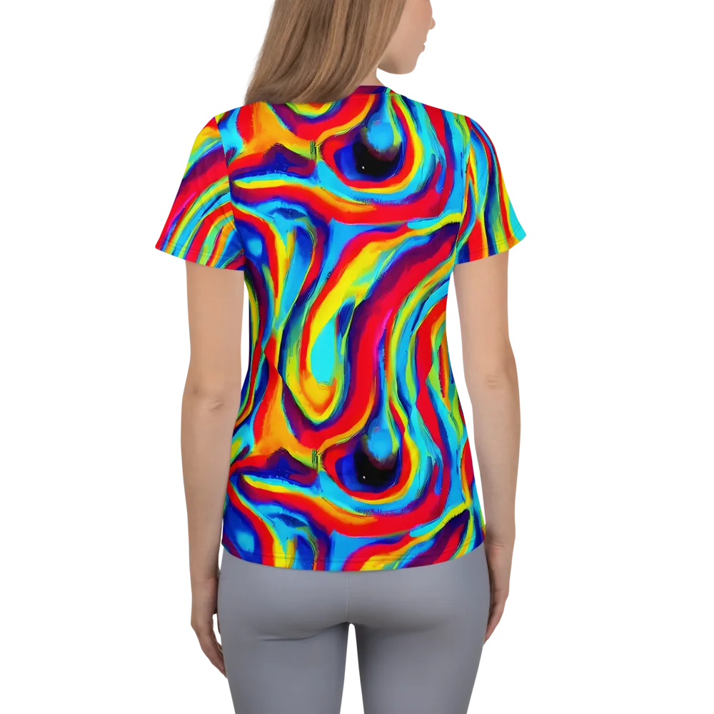 Stael Swirls on Women's Athletic T-Shirt — Back