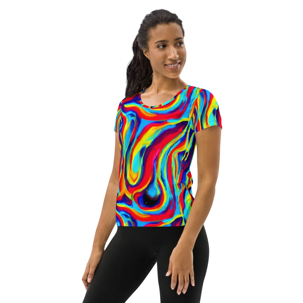 Stael Swirls on Women's Athletic T-Shirt — Left