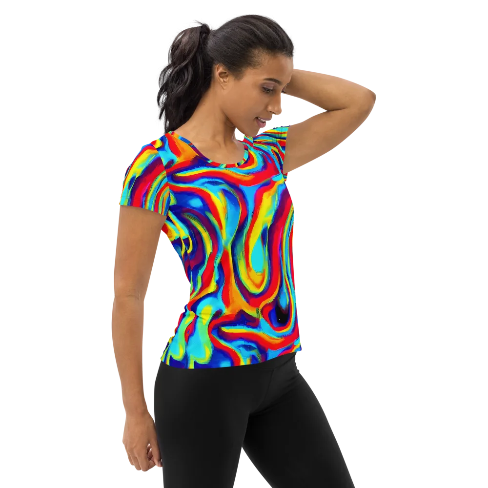 Stael Swirls on Women's Athletic T-Shirt — Right