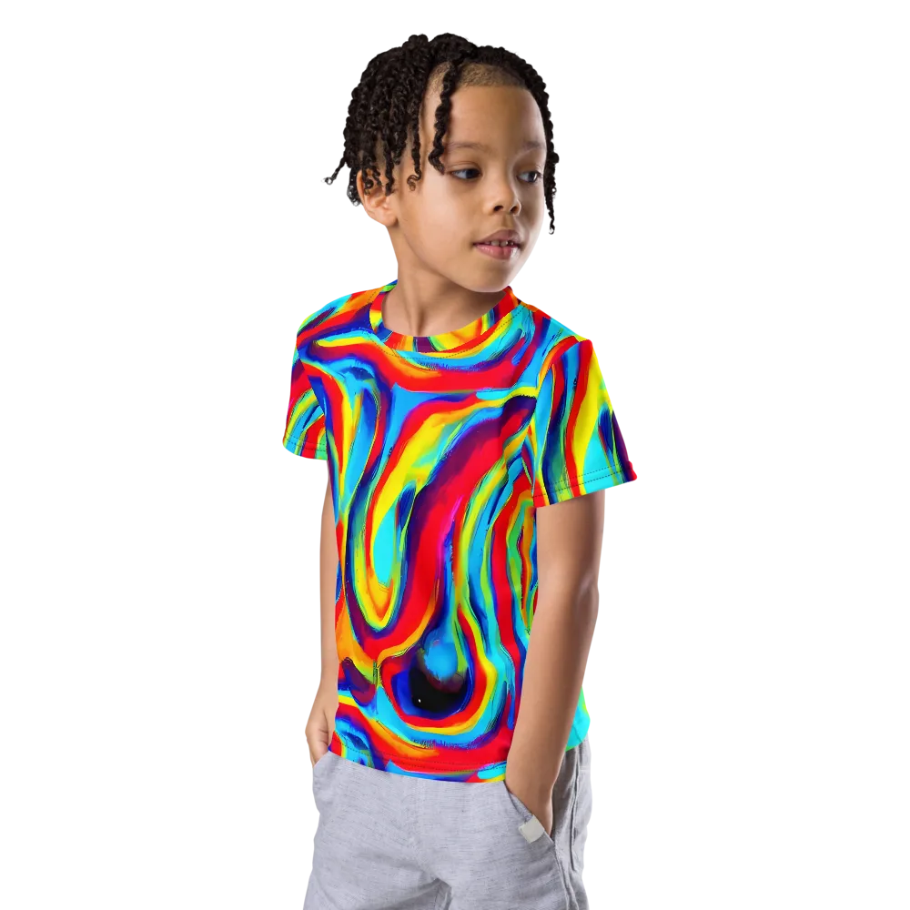 Stael Swirls on Kids Crew Neck T-Shirt — Left Front