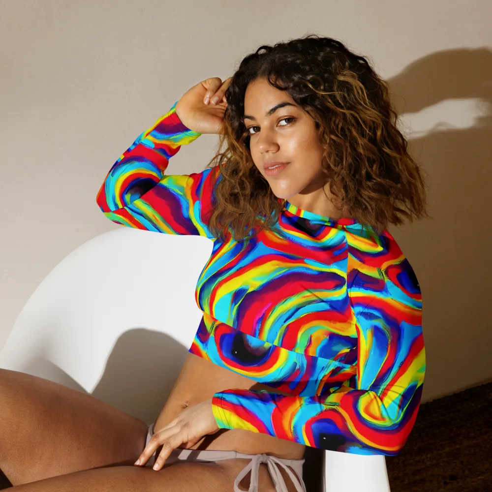 Stael Swirls on Long Sleeve Crop Top — Left Front