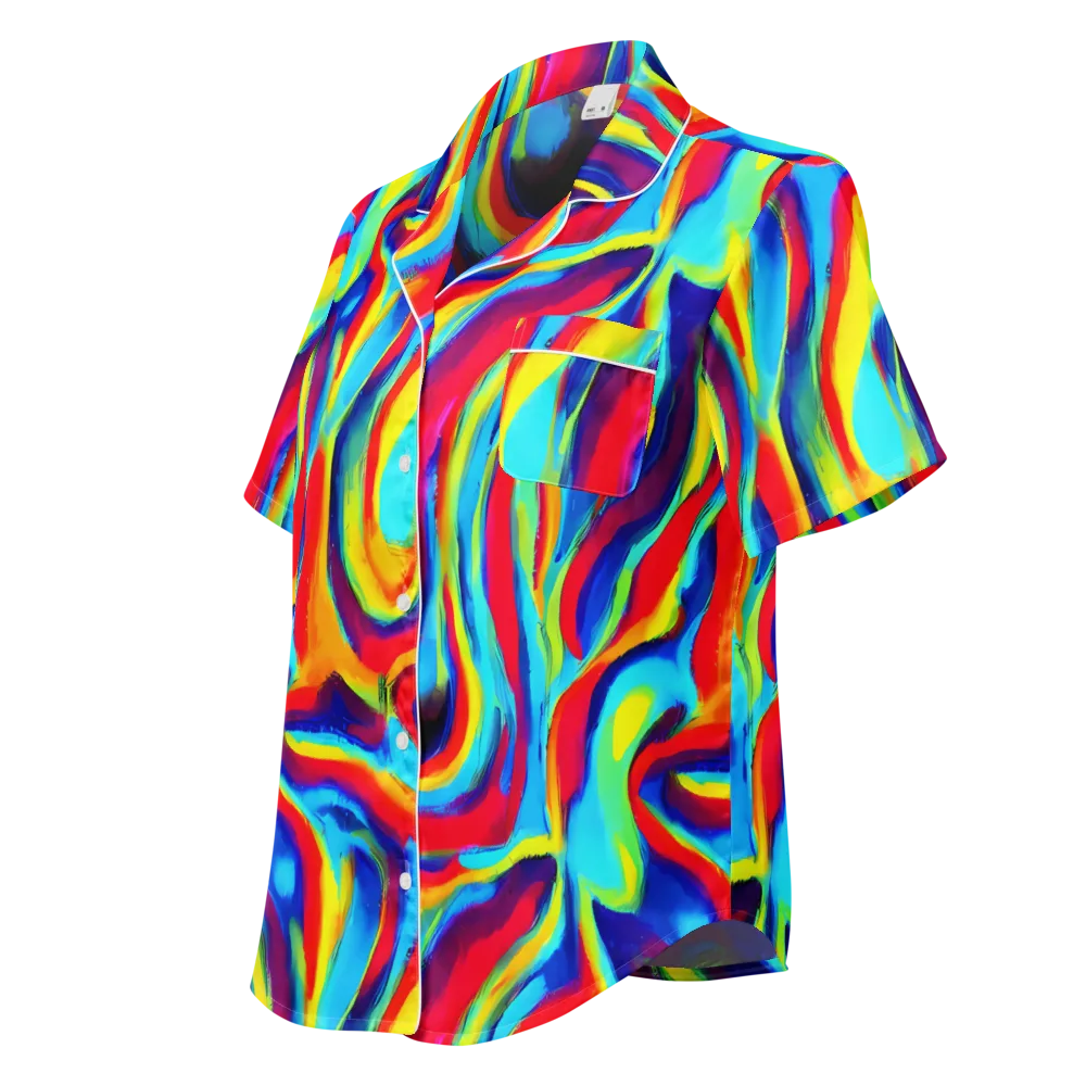 Stael Swirls on Women's Short Sleeve Pajama Top — Left Front