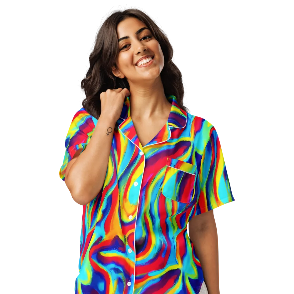 Stael Swirls on Women's Short Sleeve Pajama Top — Front