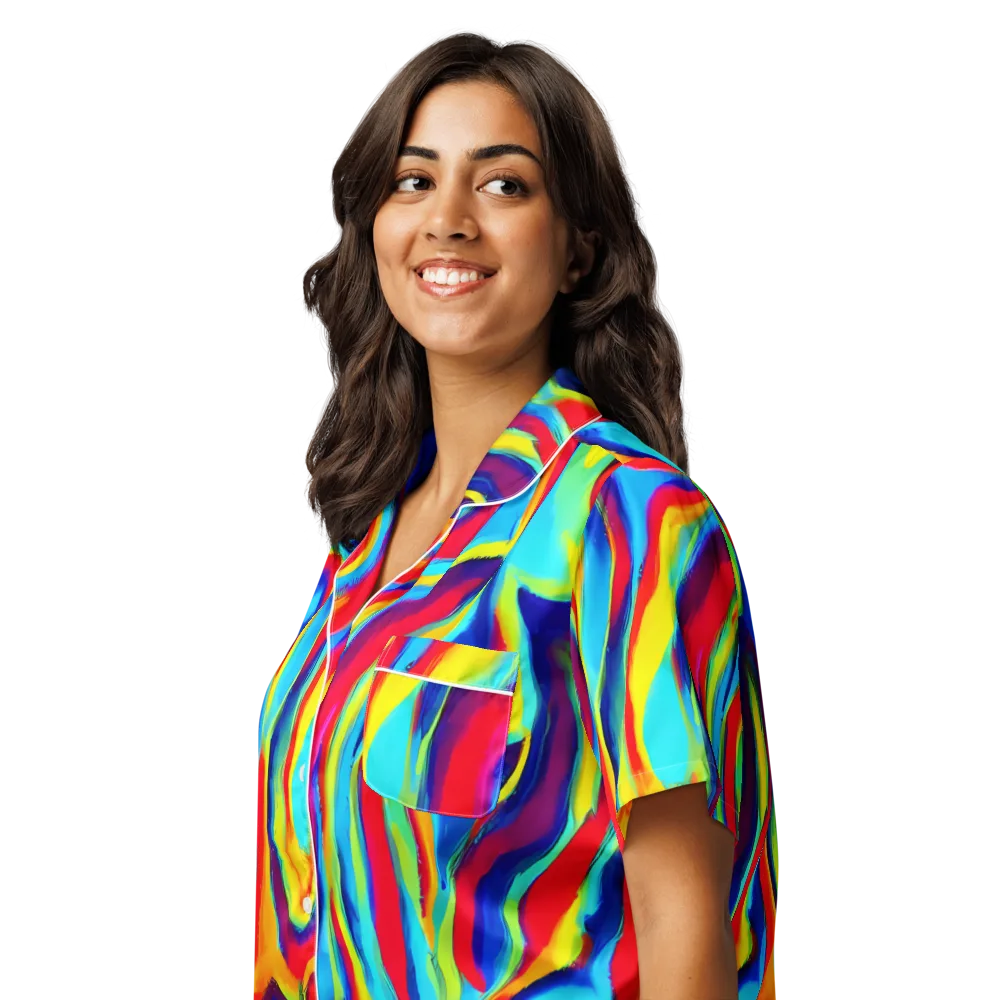 Stael Swirls on Women's Short Sleeve Pajama Top — Left Front