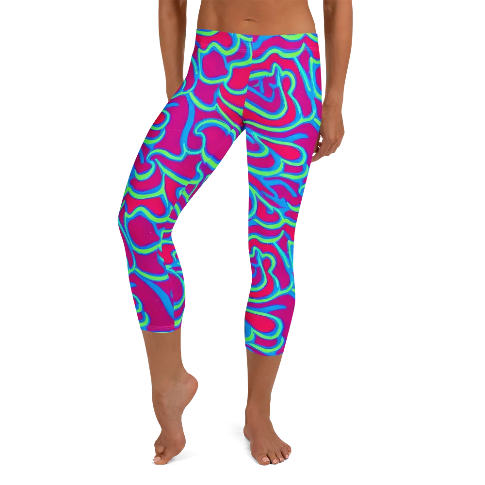 Aquatic Ember on Capri Leggings — Front