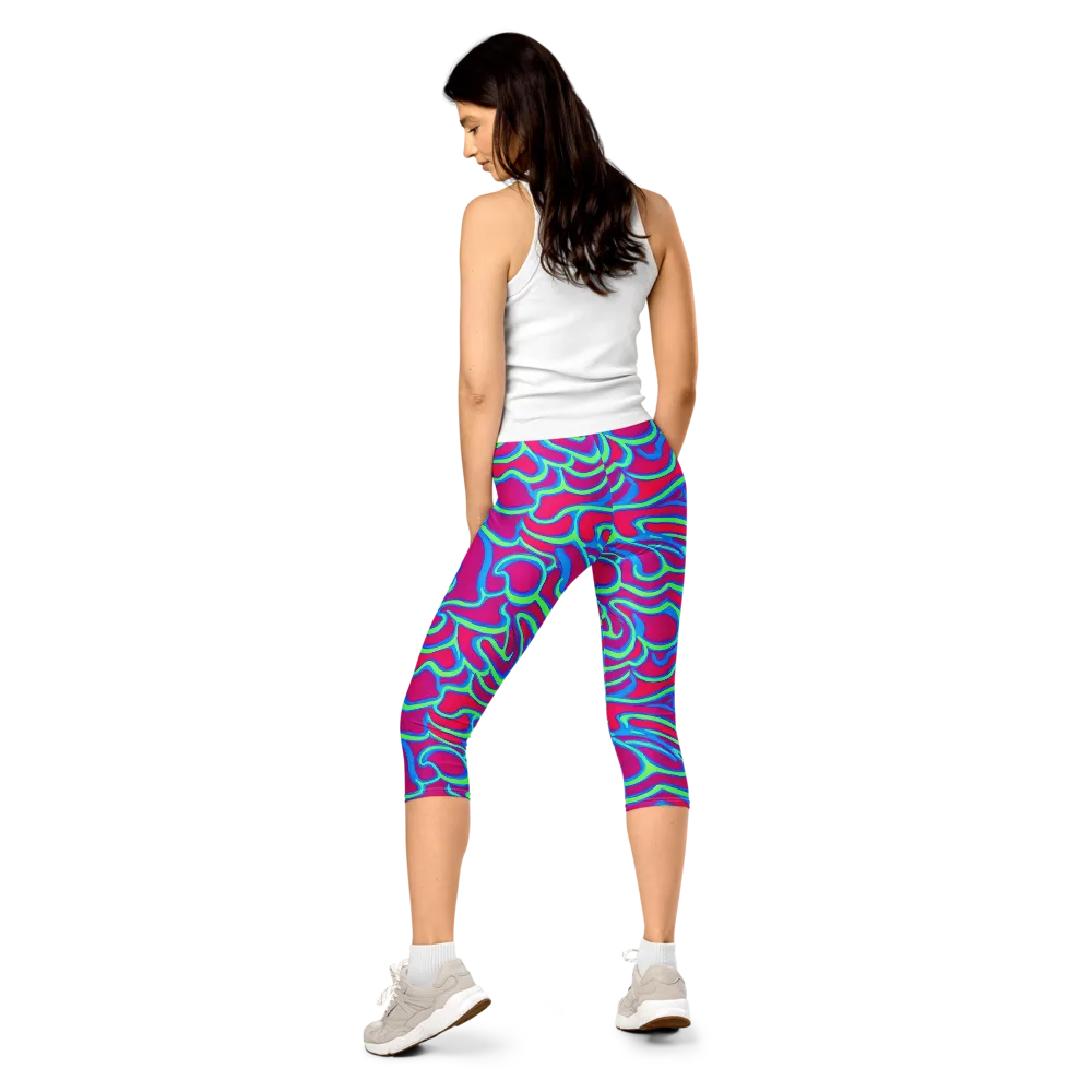 Aquatic Ember on Capri Leggings — Back