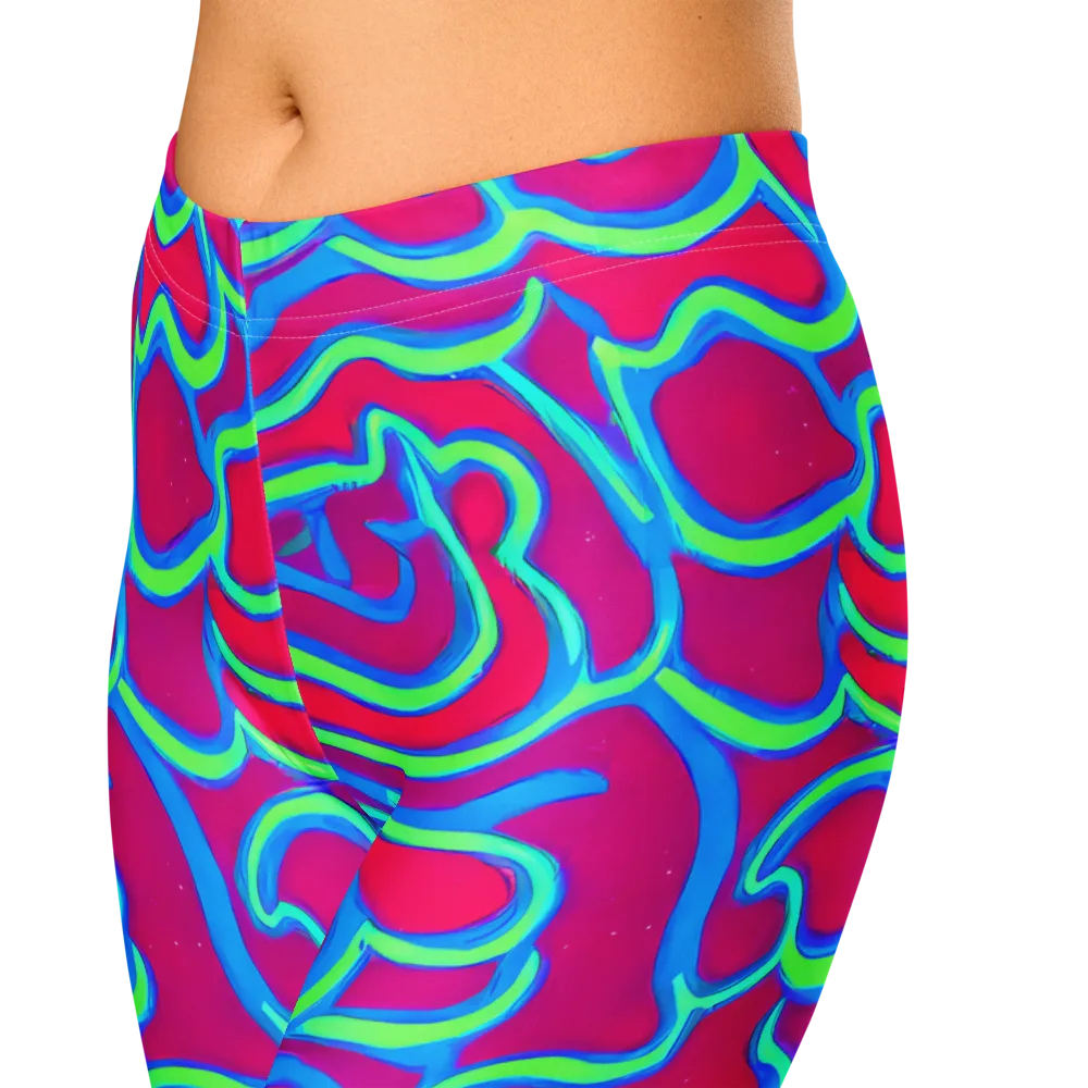 Aquatic Ember on Capri Leggings — Zoomed-in