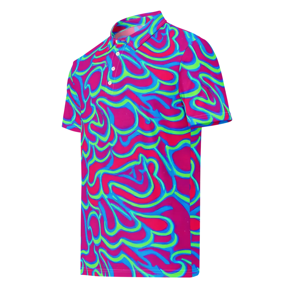 Aquatic Ember on Men's Slim Fit Polo Shirt — Left Front