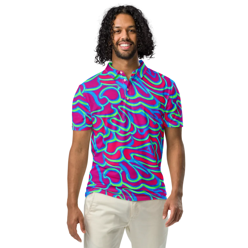 Aquatic Ember on Men's Slim Fit Polo Shirt — Front