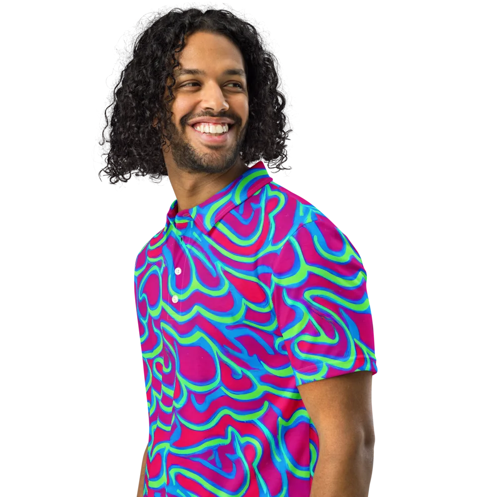 Aquatic Ember on Men's Slim Fit Polo Shirt — Left Front