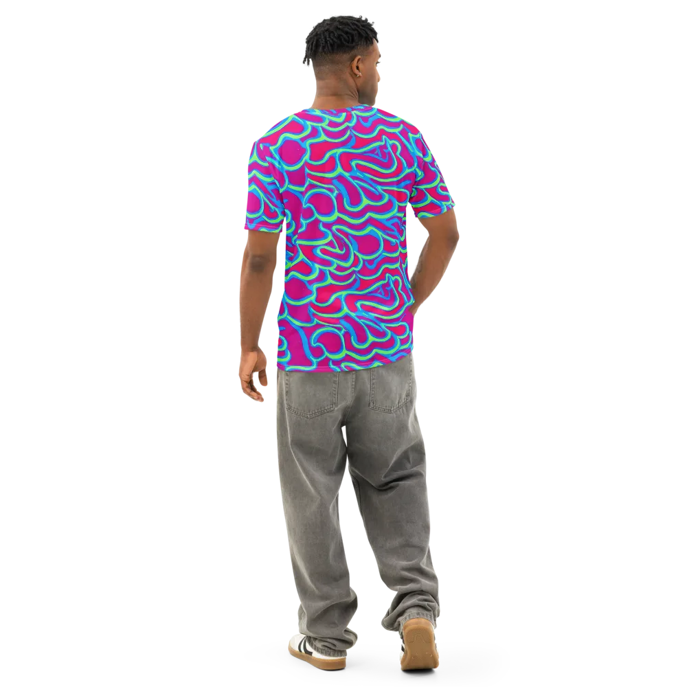 Aquatic Ember on Men's Cotton Crew Neck T-Shirt — Back