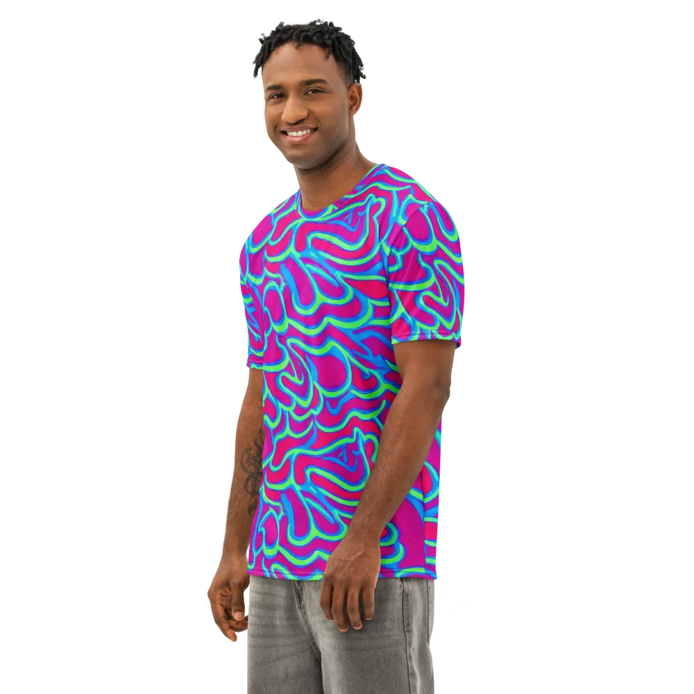 Aquatic Ember on Men's Cotton Crew Neck T-Shirt — Left Front