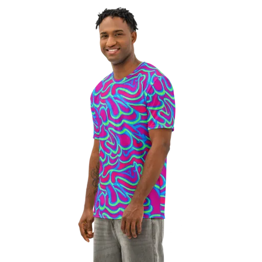 Aquatic Ember on a Men's Cotton Crew Neck T-Shirt
