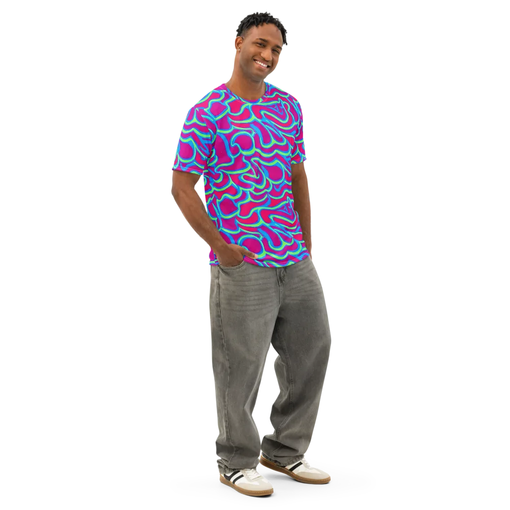 Aquatic Ember on Men's Cotton Crew Neck T-Shirt — Right Front