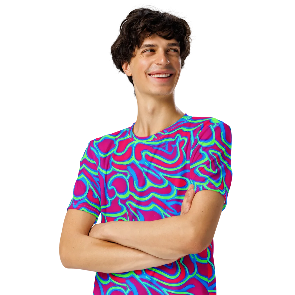 Aquatic Ember on Men's Crew Neck T-Shirt — Left Front