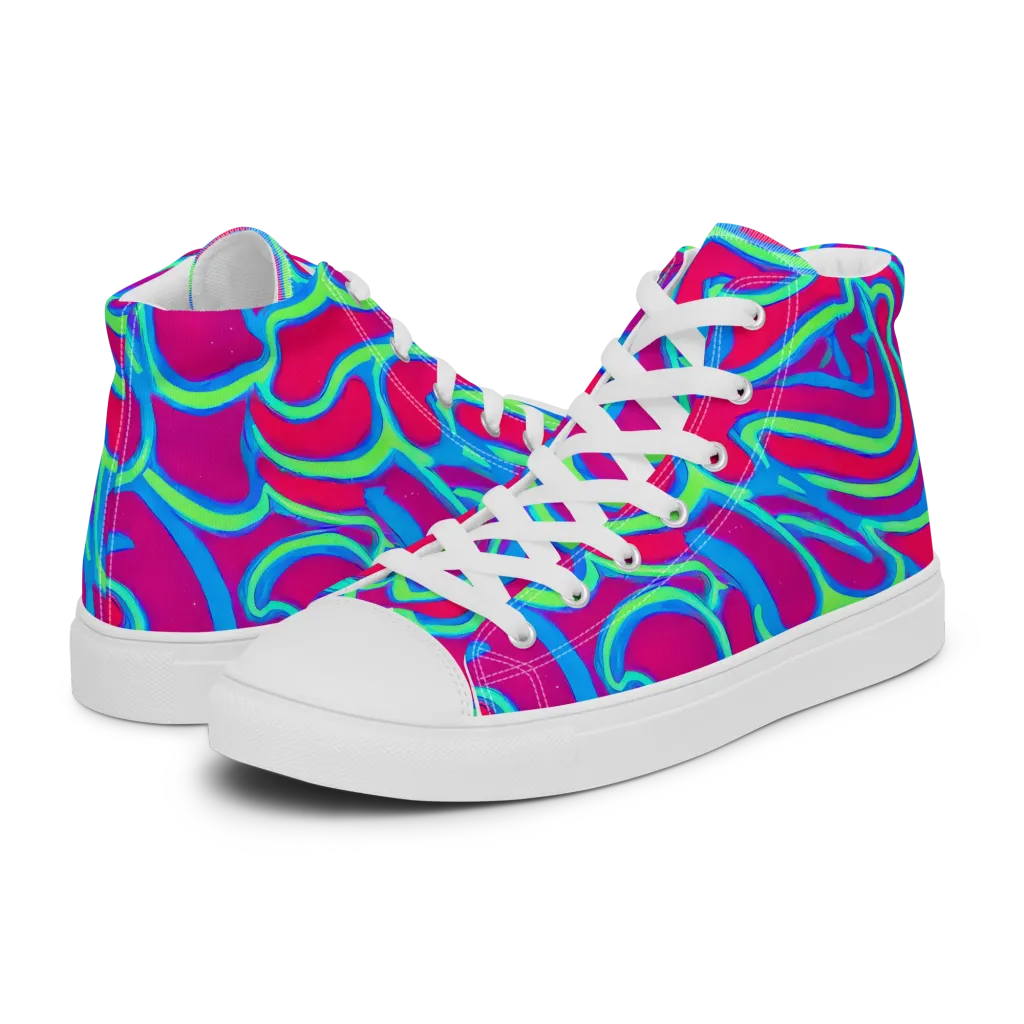 Aquatic Ember on Men's High Top Canvas Shoes — Left