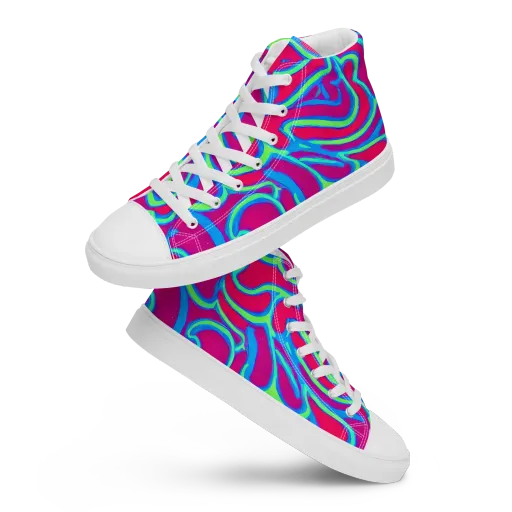 Aquatic Ember on a Men's High Top Canvas Shoes