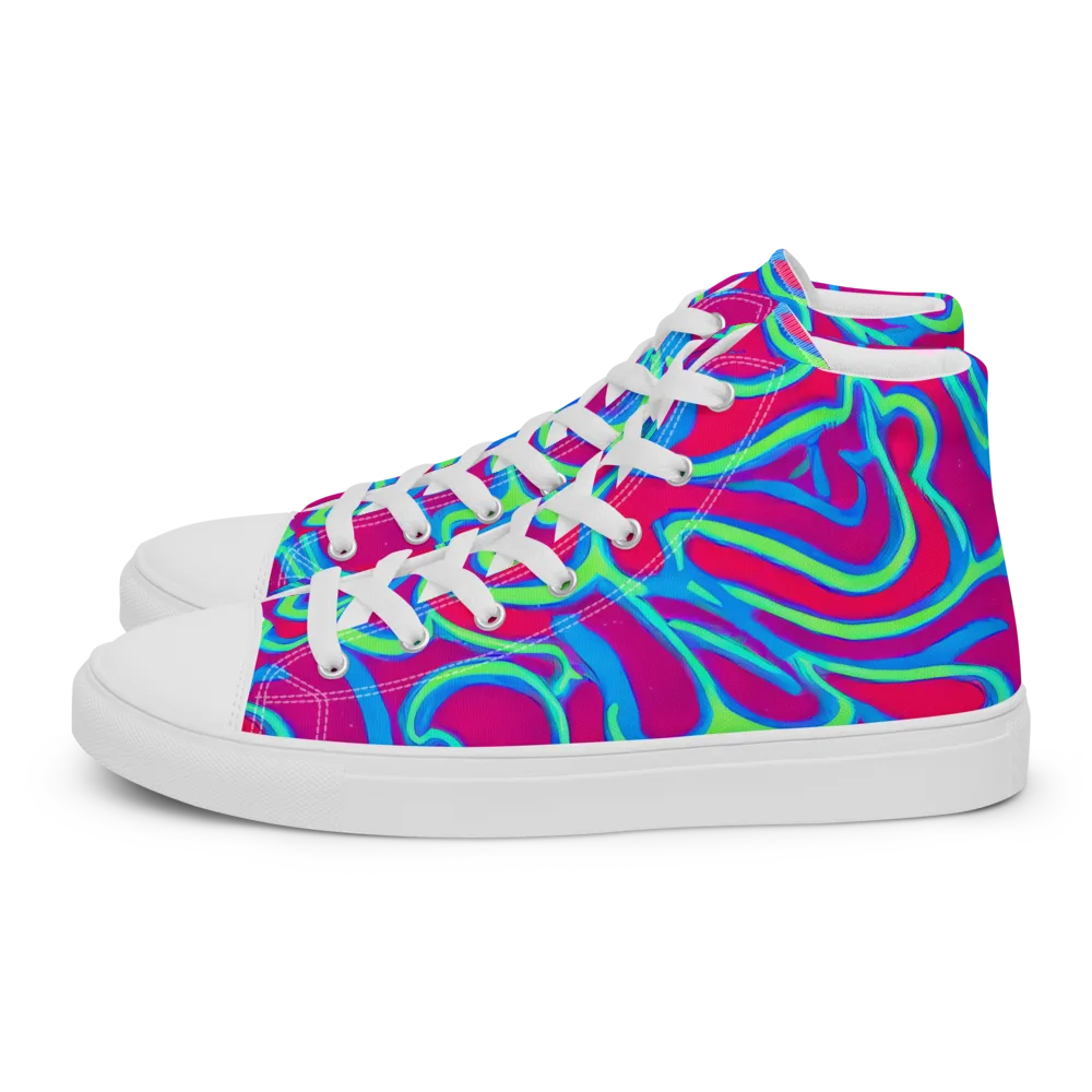 Aquatic Ember on Women's High Top Canvas Shoes — Left
