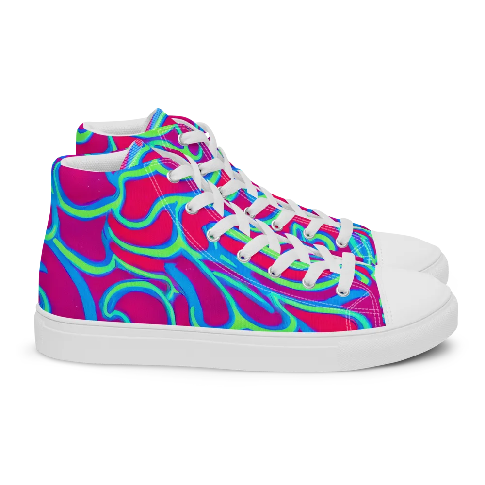 Aquatic Ember on Women's High Top Canvas Shoes — Right