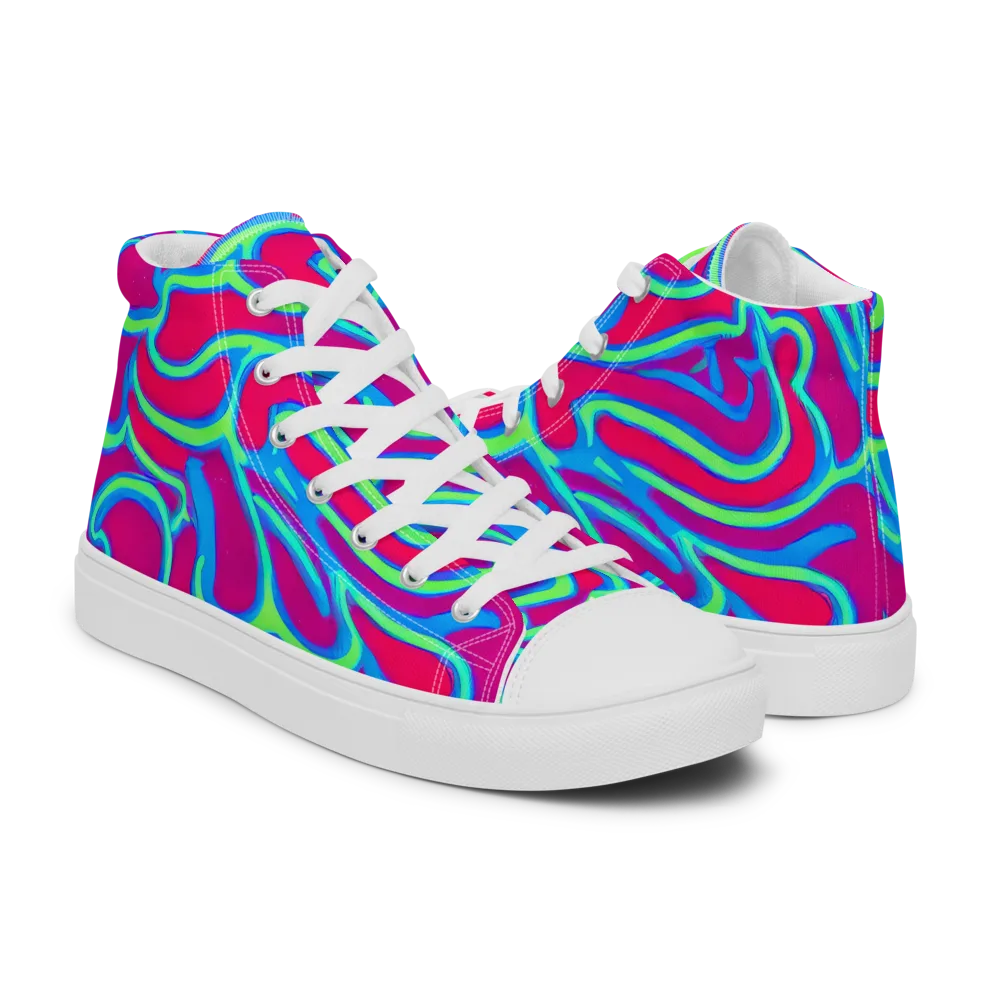 Aquatic Ember on Women's High Top Canvas Shoes — Right