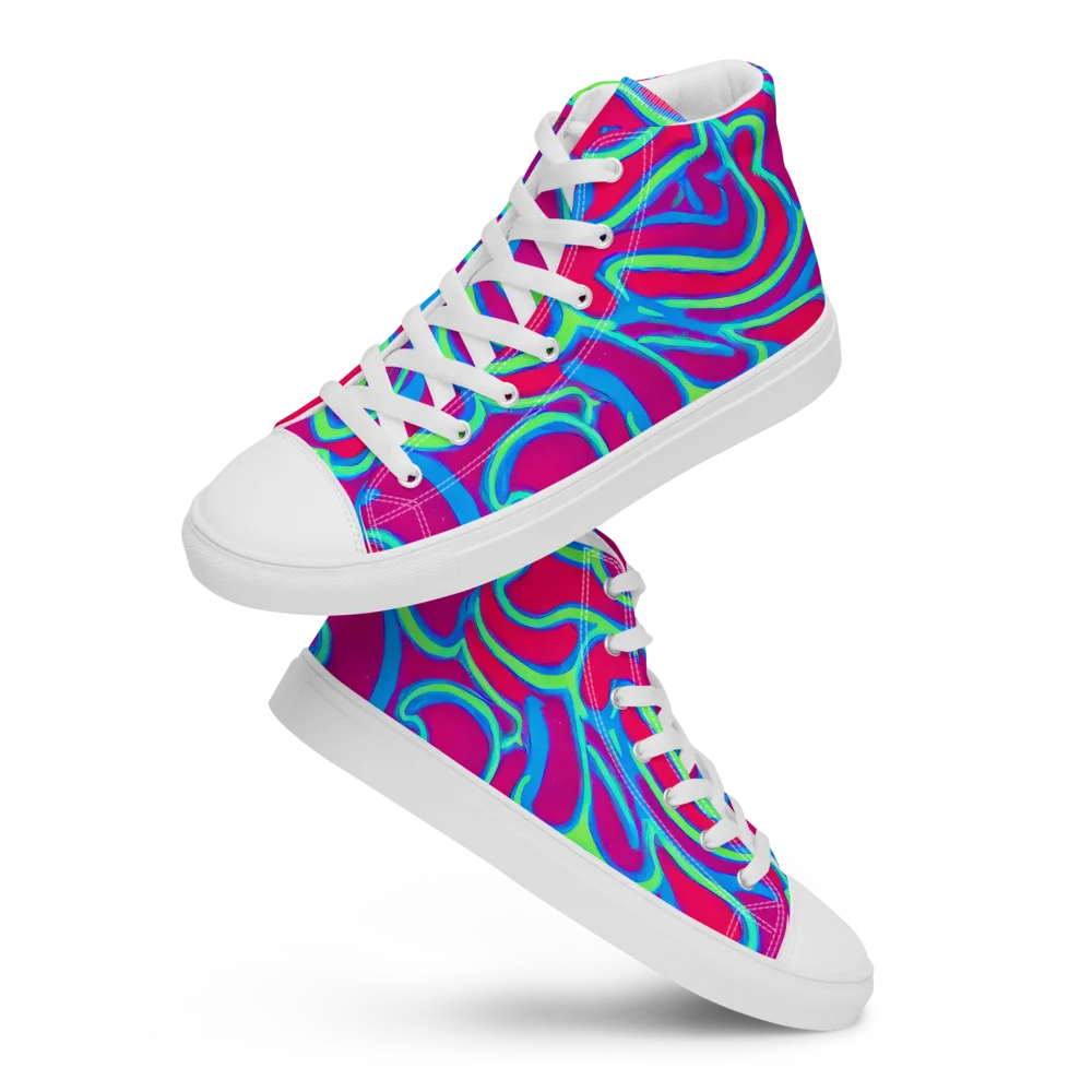Aquatic Ember on Women's High Top Canvas Shoes — Front