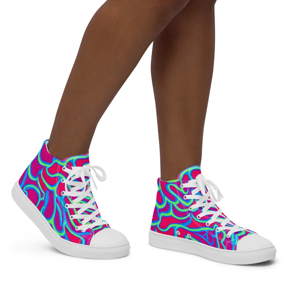 Aquatic Ember on Women's High Top Canvas Shoes — Right