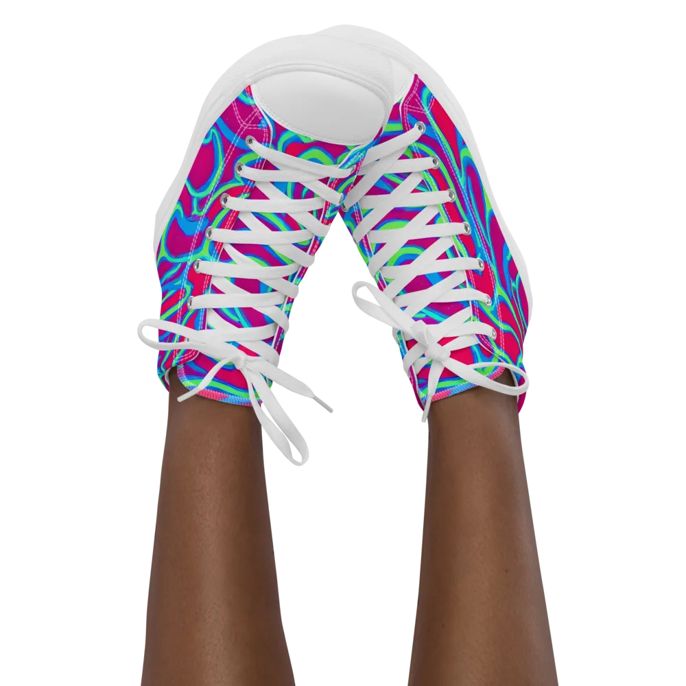 Aquatic Ember on Women's High Top Canvas Shoes — Front