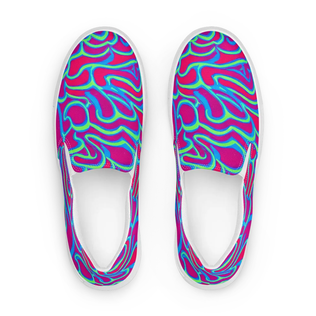 Aquatic Ember on Men's Slip-On Canvas Shoes — Front
