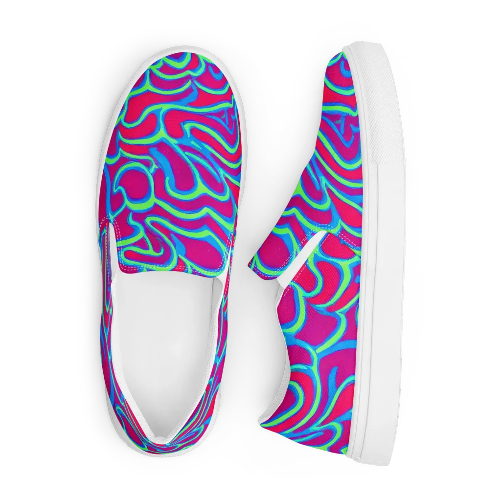 Aquatic Ember on Men's Slip-On Canvas Shoes — Front