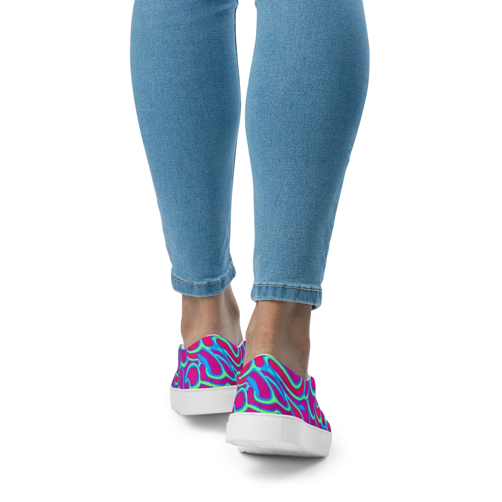 Aquatic Ember on Women's Slip-On Canvas Shoes — Back
