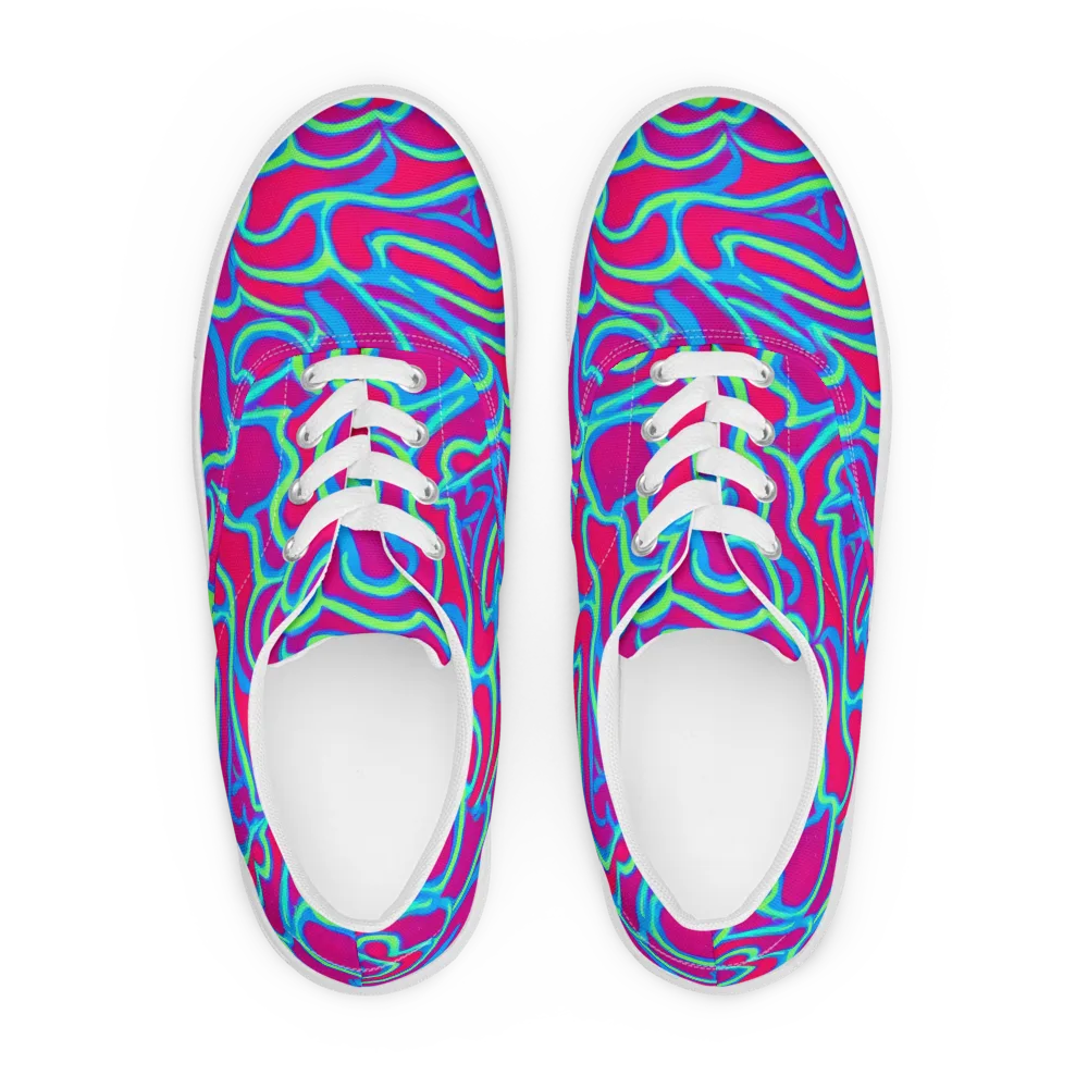 Aquatic Ember on Men's Lace-Up Canvas Shoes — Front