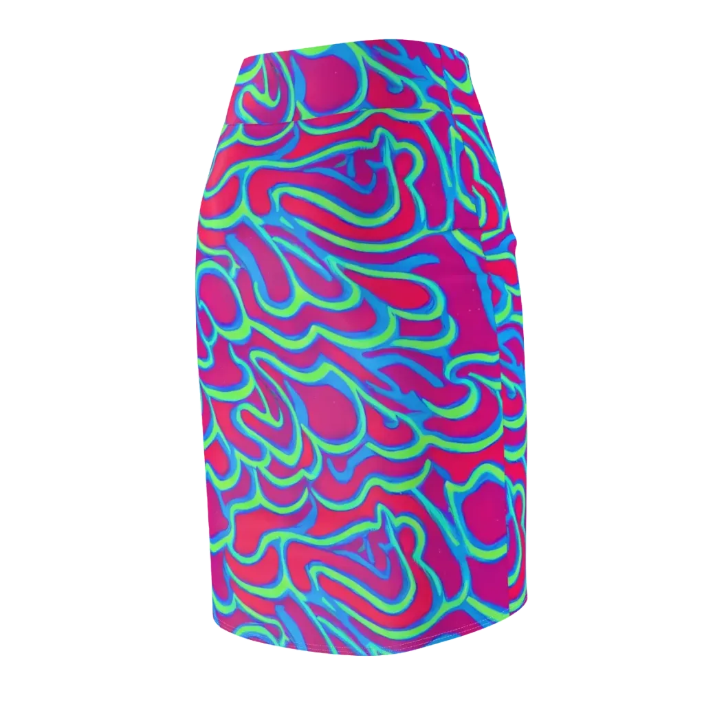 Aquatic Ember on Pencil Skirt — Back Side