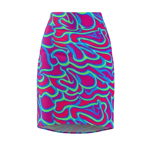 Aquatic Ember on a Pencil Skirt