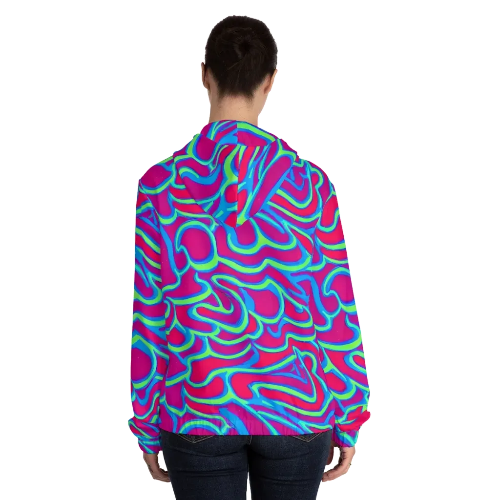 Aquatic Ember on Women's Full-Zip Hoodie — Back On Person
