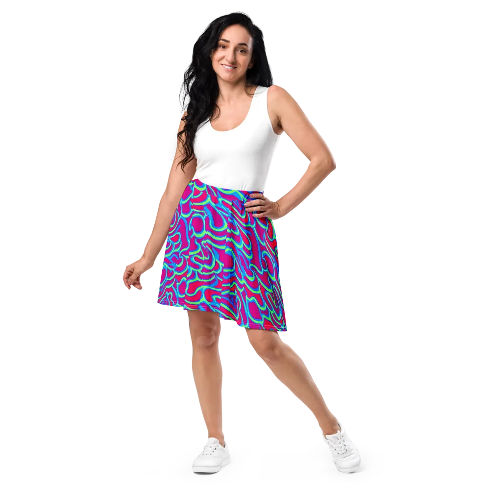 Aquatic Ember on Skater Skirt — Front