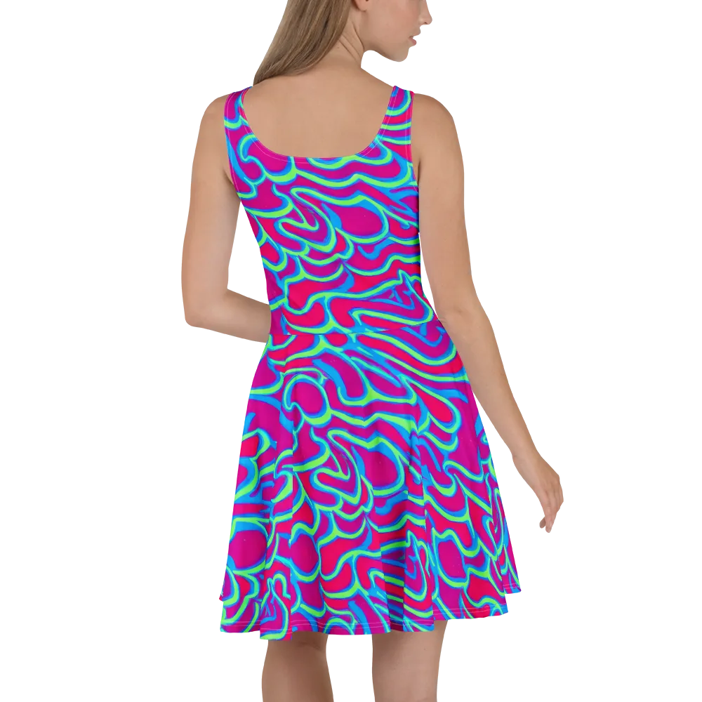 Aquatic Ember on Skater Dress — Back