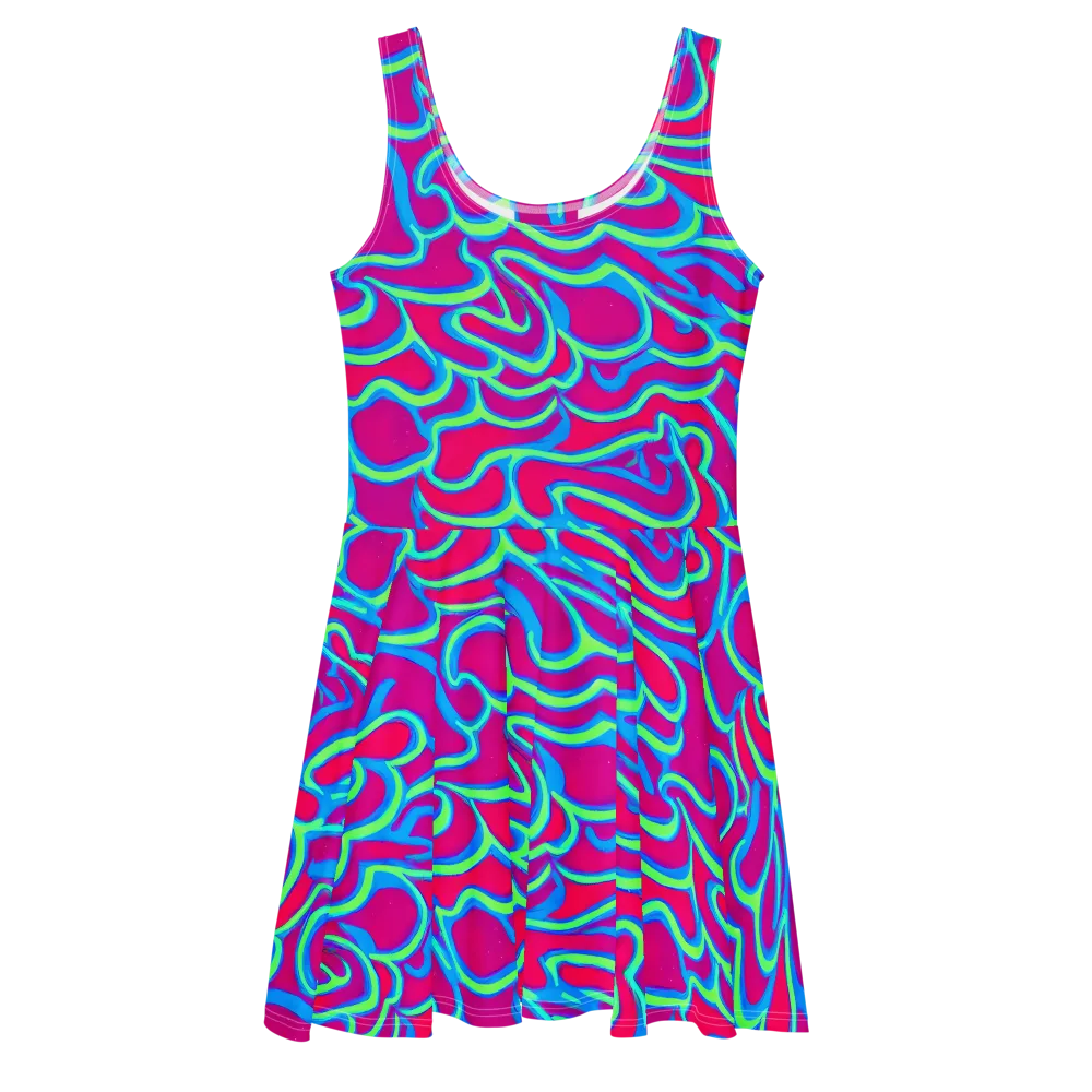 Aquatic Ember on Skater Dress — Front