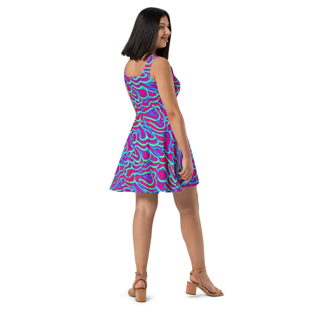 Aquatic Ember on Skater Dress — Right