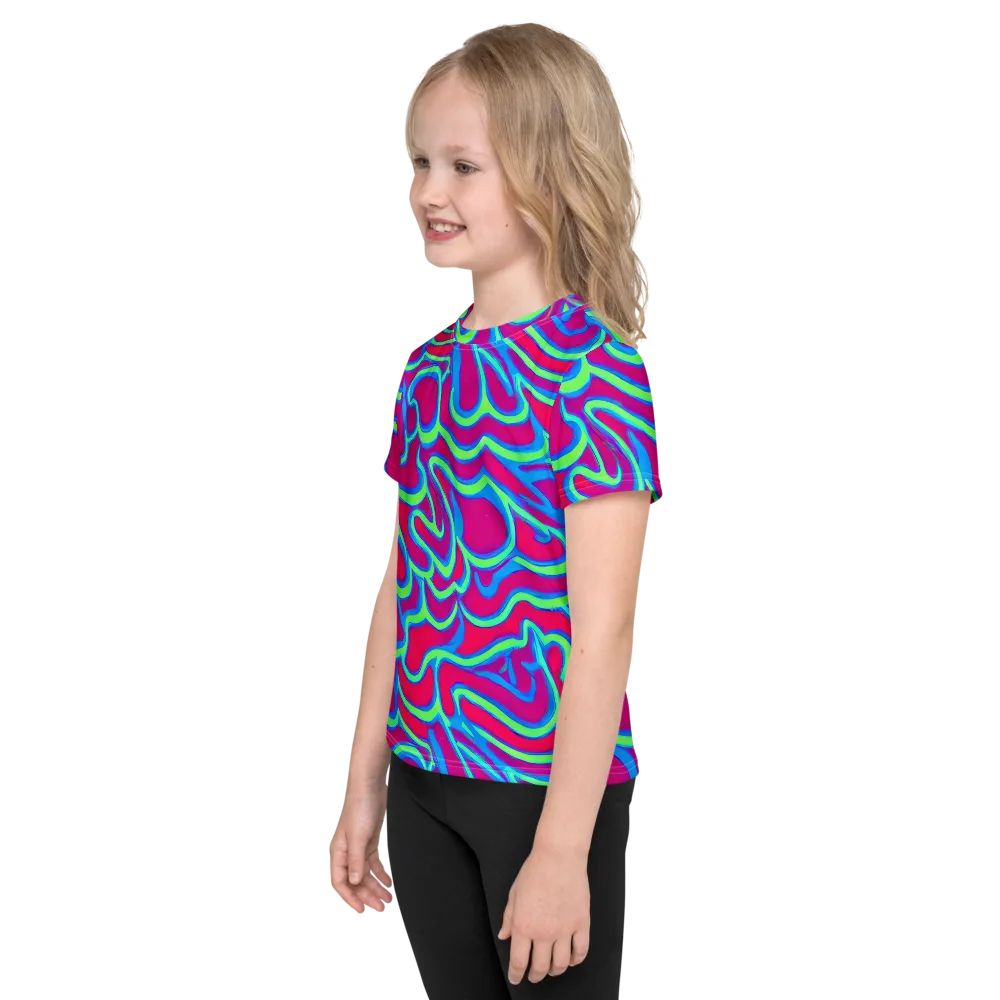 Aquatic Ember on Kids Crew Neck T-Shirt — Left
