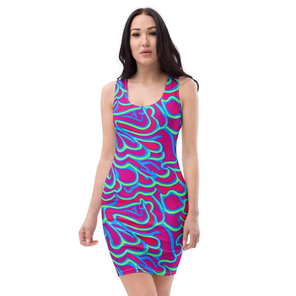Aquatic Ember on Bodycon Dress — Front