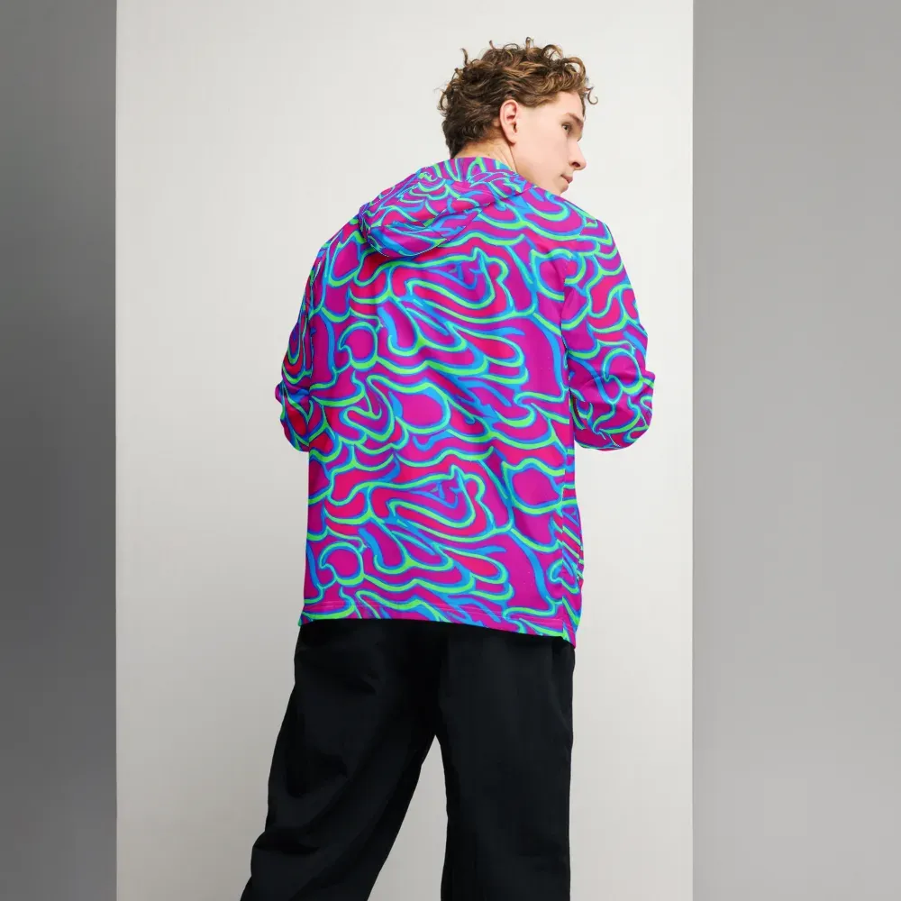 Aquatic Ember on Men's Windbreaker — Back