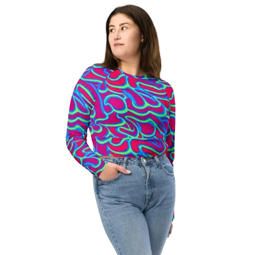 Aquatic Ember on a Long Sleeve Crop Top