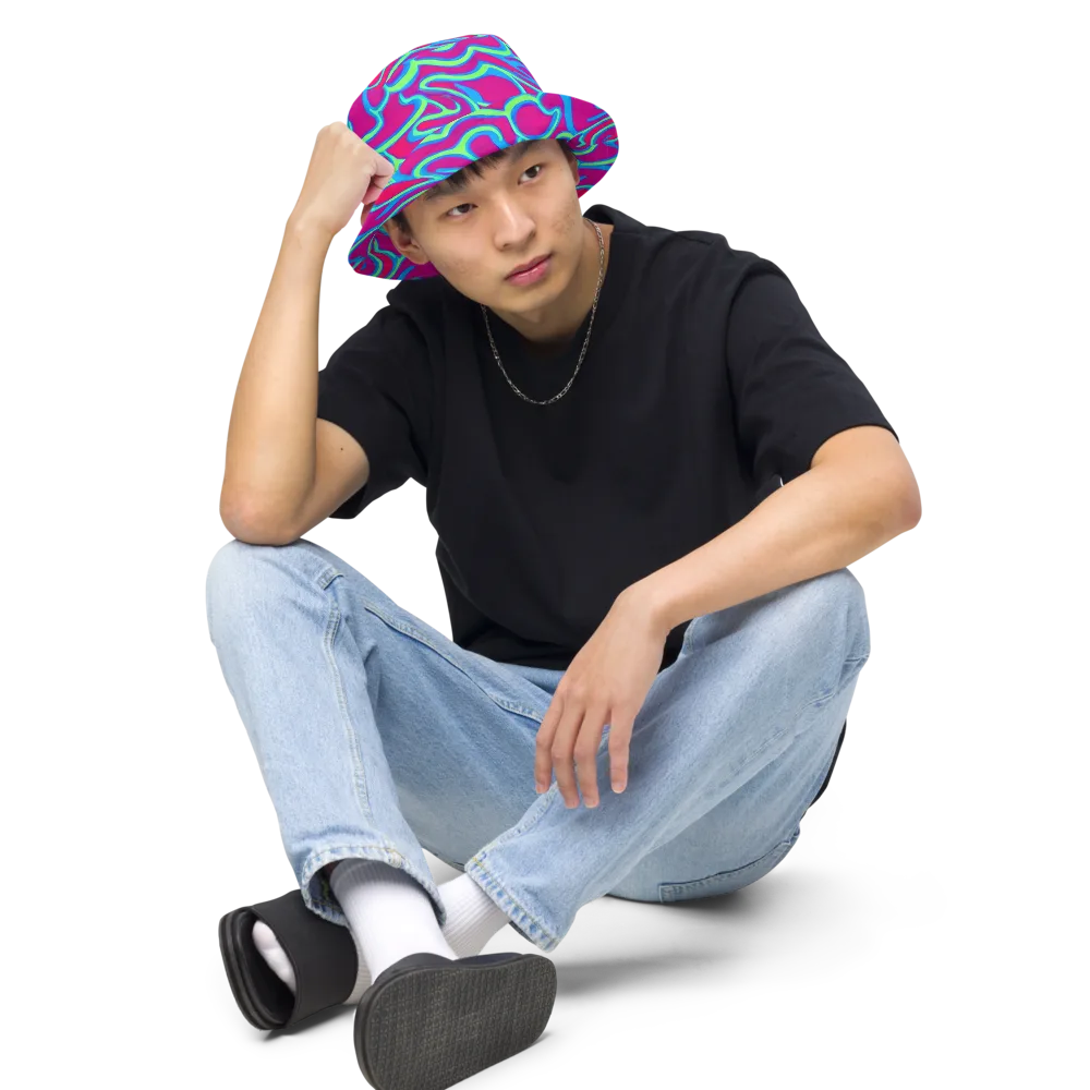 Aquatic Ember on Reversible Bucket Hat — Front 2 Inside