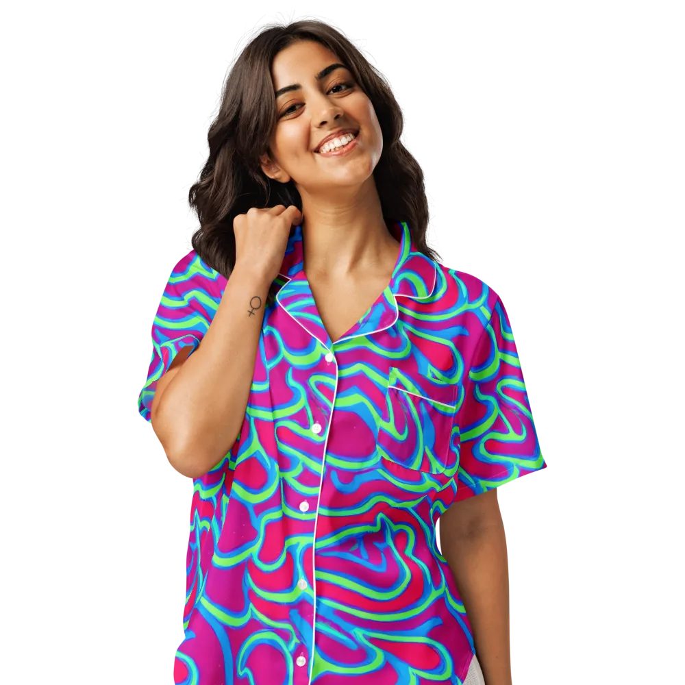 Aquatic Ember on Women's Short Sleeve Pajama Top — Front