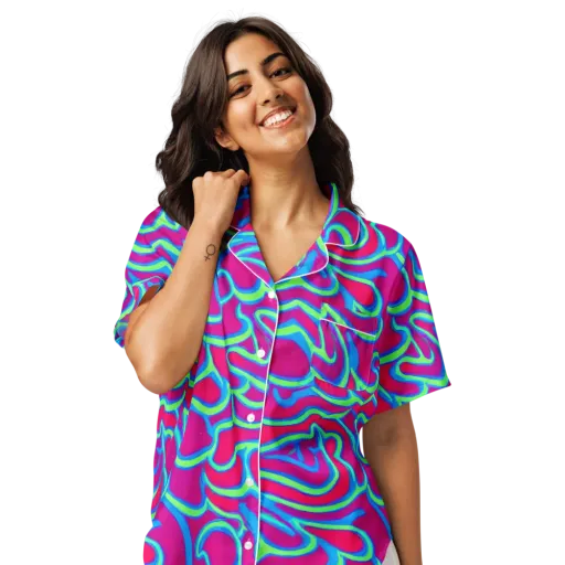 Aquatic Ember on a Women's Short Sleeve Pajama Top