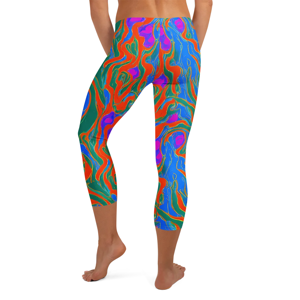 Childish Strokes on Capri Leggings — Back