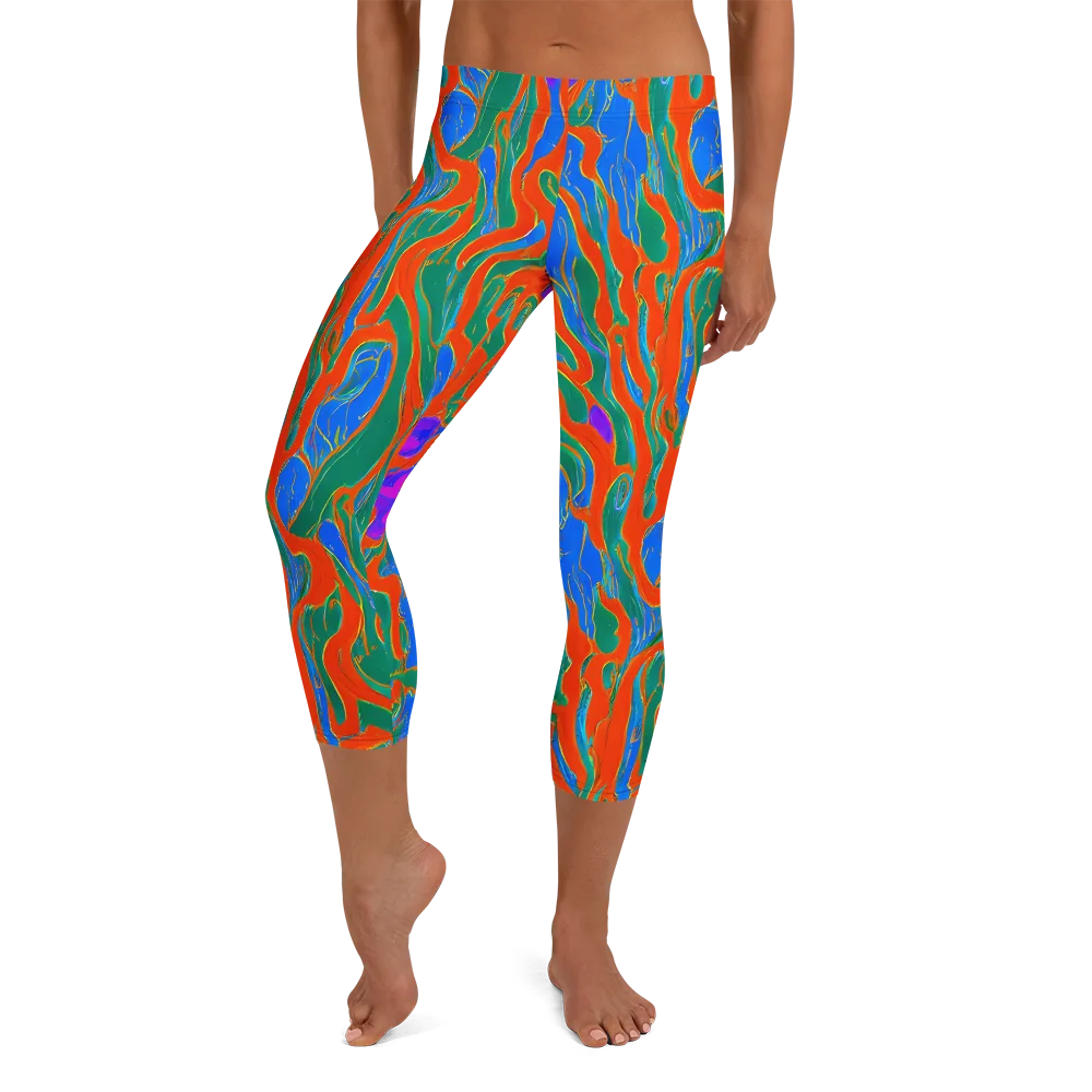 Childish Strokes on Capri Leggings — Front