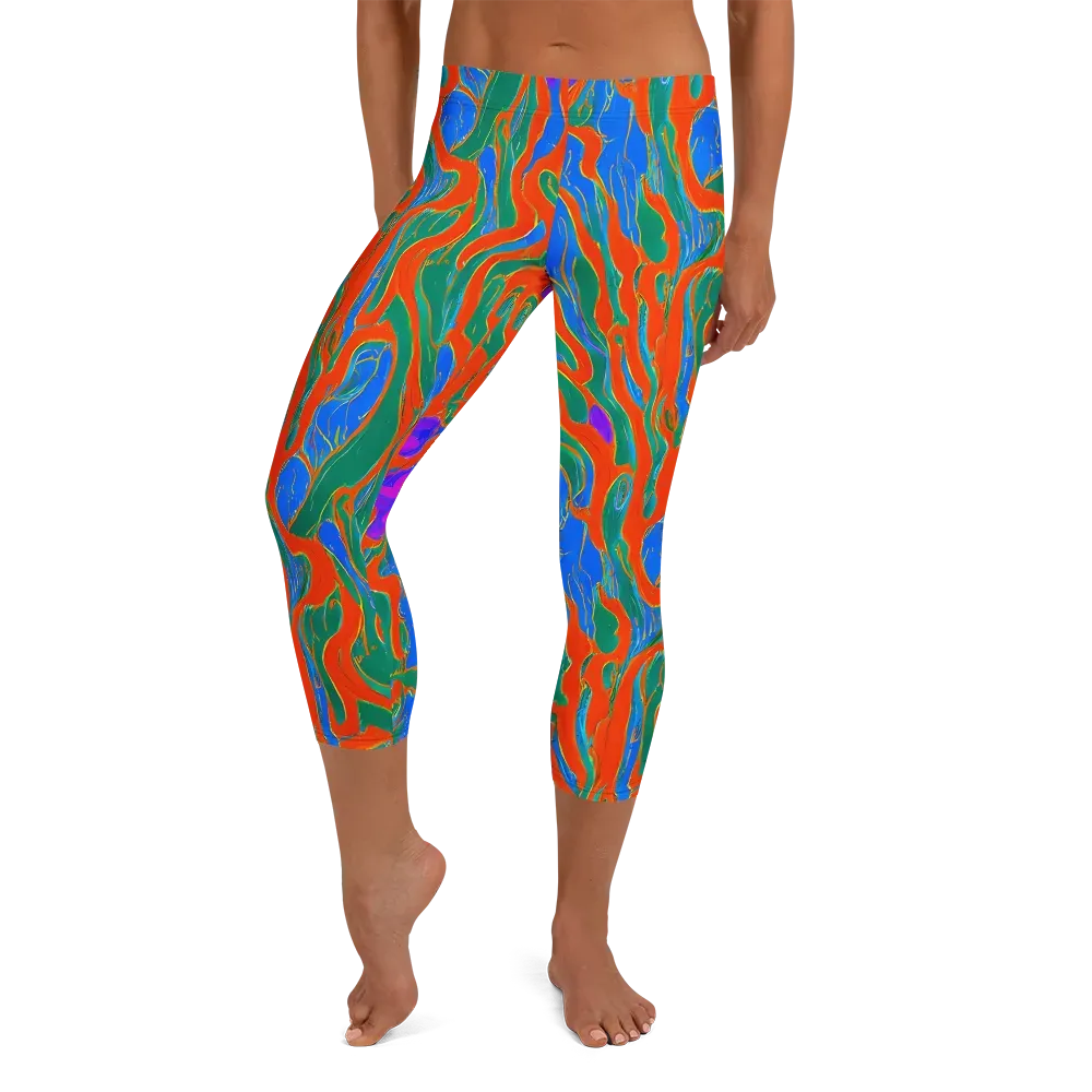 Childish Strokes on Capri Leggings — Front