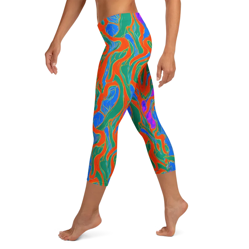 Childish Strokes on Capri Leggings — Left