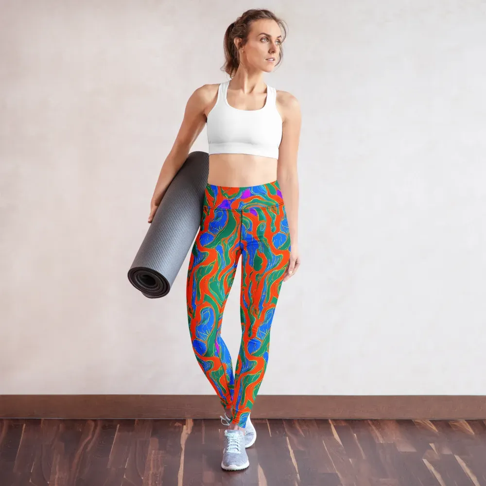 Childish Strokes on Yoga Leggings — Front